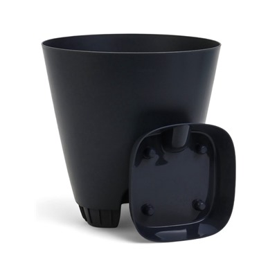Горшок для цветов «Гранд», 4 л, d=19 см, h=20 см, пластиковый, с прикорневым поливом, графитовый