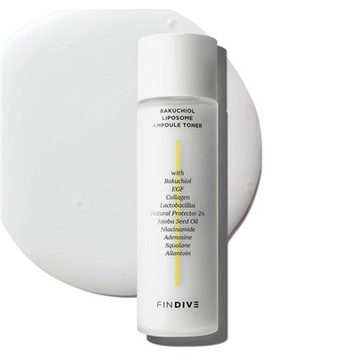 FINDIVE Липосомальный молочный тонер с бакучиолом Bakuchiol Lipsome Ampoule Toner