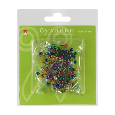 Булавки для шитья с пластиковыми головками 0,7х30 мм 100 шт 2-684/02 Альт