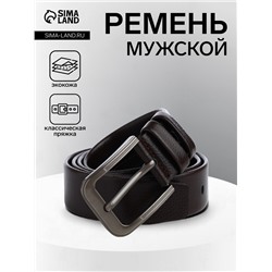 Ремень мужской, ширина 4 см, винт, пряжка металл, коричневый