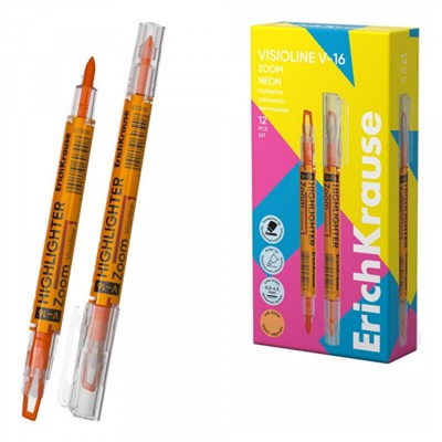 Текстовыделитель  VisioLine® V-16 Неон оранжевый 60823 двухсторонний ErichKrause