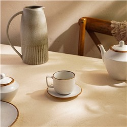 Чайная пара фарфоровая SL Home «Волна в камне», 2 предмета: чашка 200 мл, блюдце d=12,5 см, цвет белый