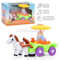 Интерактивная игрушка "Лошадка" с повозкой на батарейках, в коробке