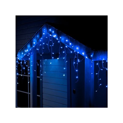 Гирлянда «Бахрома» 3×0.6 м, IP44, УМС, белая нить, 160 LED, свечение синее, мерцание белым, 220 В