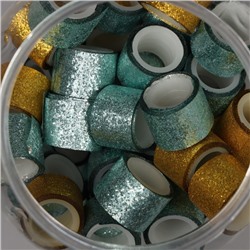 Клейкая лента пластик в банке «Шайн. Золото и голубой», набор 40 шт., 1.2 см, дл.0.9 м, 7×7×9 см