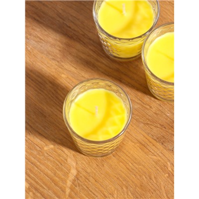 Ароматическая свеча в стакане, набор 3 шт., по 50 мл, 10 ч, 32 г, сочный манго