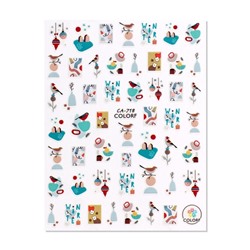 Наклейки для ногтей «Зимние птички», разноцветные