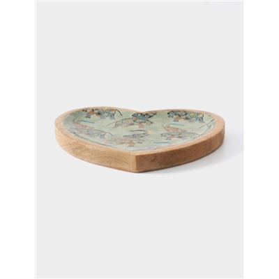 Блюдо в форме сердца «Мудрый слон», 20.5×20×2.3 см, дерево манго