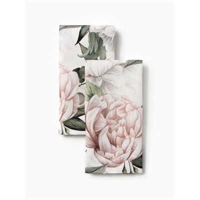 Набор салфеток с декоративными кольцами Этель «Пионы» 40×40 см - 2 шт., 100% хл, саржа 190 г/м²