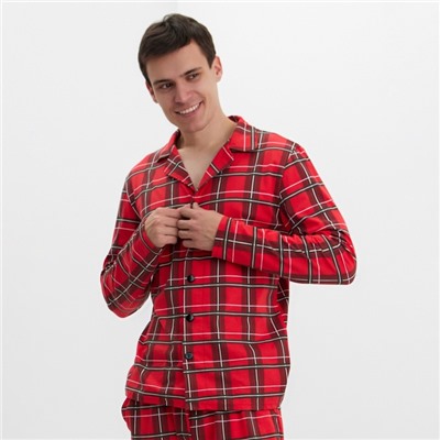 Пижама мужская (рубашка, брюки) KAFTAN «Клетка», размер 52