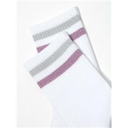 Удлиненные CONTE ACTIVE Хлопковые носки с яркими полосками из люрекса