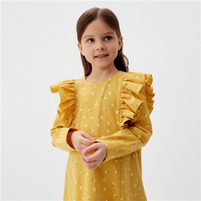 Платье детское с воланами KAFTAN, размер 32 (110-116 см), жёлтое