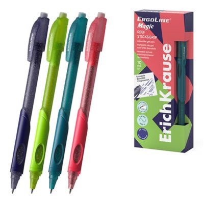 Ручка гелевая "Пиши-стирай" синяя 0.5мм ErgoLineR Magic Stick&Grip Reef 63145 ErichKrause