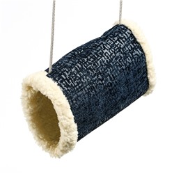 Подвесной меховой туннель для грызунов, 19×12×13 см, синий