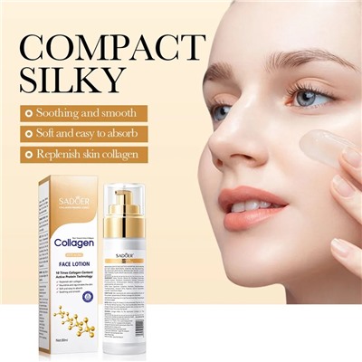 SADOER Обновляющий укрепляющий лосьон для ухода за кожей лица с коллагеном, 80м