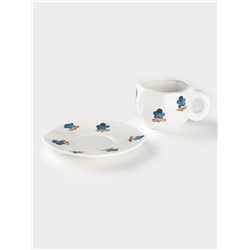 Чайная пара Доляна «Гвоздика», чашка 320 мл, блюдце d=16 см, ручная роспись, керамика, белая