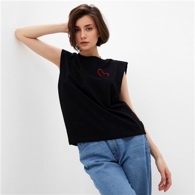 Майка женская MINAKU HEART, размер 42, чёрная
