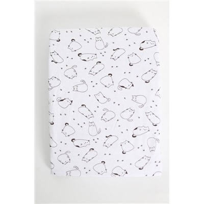 Простыня на резинке трикотажная на прямоугольный матрас 120х60, арт. ПРК/киски