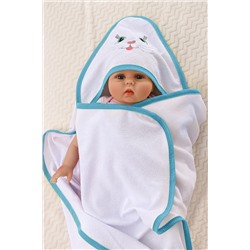 Пеленка купальная с капюшоном 100Х100  арт. КУПВ/голубой