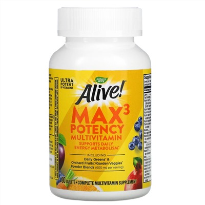 Nature's Way, Alive! Max3 Potency, мультивитамины, 90 таблеток