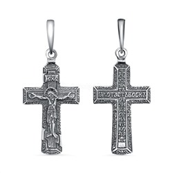 Крест из чернёного серебра - 3,7 см 925 пробы Кр-147ч