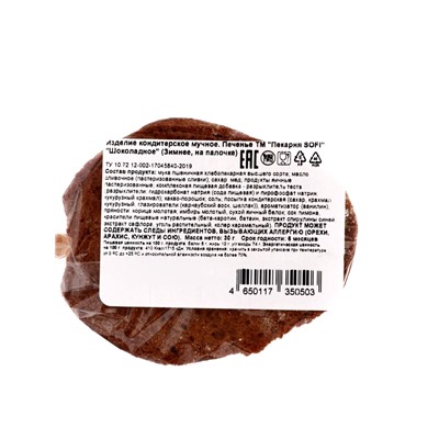 Печенье шоколадное новогоднее на палочке «Зимнее», МИКС, 30 г