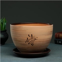 Горшок для цветов «Восток», 4 л, d=23 см, h=17 см, керамика, с поддоном, коричневый