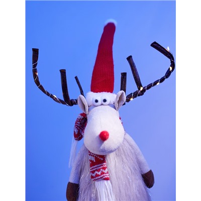 Фигура текстиль «Новогодний лосик» 58 см, 10 LED, от батареек CR2032×1, свечение тёплое белое