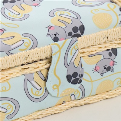 Шкатулка для рукоделия и шитья «Котята на клубках», хранение ниток, иголок, мелочи, 18×12×9.5 см