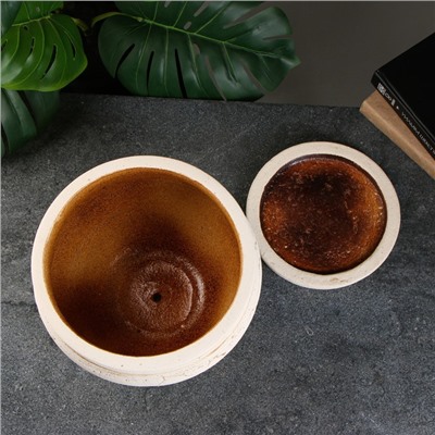 Горшок для цветов «Голиаф», 8 л, d=28 см, h=22 см, керамика, с поддоном, бежевый