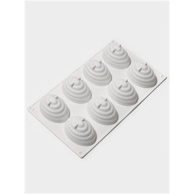 Форма для муссовых десертов и выпечки KONFINETTA «Джелли», силикон, 30×17.5×4 см, 8 ячеек (7.4×5.3×4 см), белая