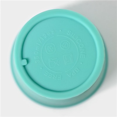 Стакан с крышкой и трубочкой, 350 мл, 9×9×13.5 см, бирюзовый