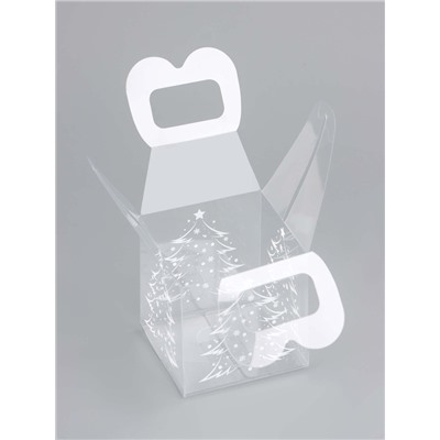 Коробка подарочная новогодняя складная ПВХ «Ёлочка» 7×7×7 см