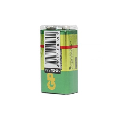 Батарейка солевая GP Greencell Extra Heavy Duty, 6F22-1S, 9 В, крона, спайка, 1 шт.