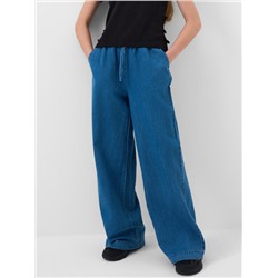 Брюки текстильные джинсовые для девочек