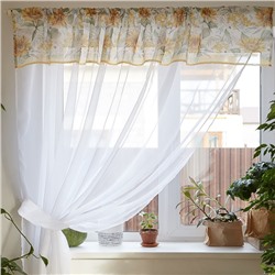 Тюль с подхватом и ламбрекеном «Солнечные цветы», 250×200 см, 100% п/э, вуаль