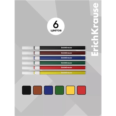 Фломастеры 6 цветов ErichKrause «light», в футляре с европодвесом