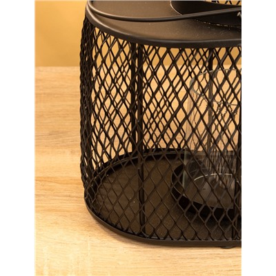 Подсвечник фонарь со стеклянной колбой, 19.5×23×15.5 см, d=10 см, металл, чёрный