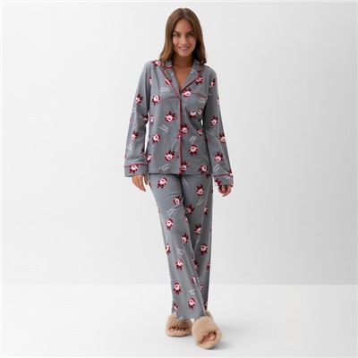 Пижама новогодняя женская (рубашка, брюки) KAFTAN «Дед мороз», размер 40-42