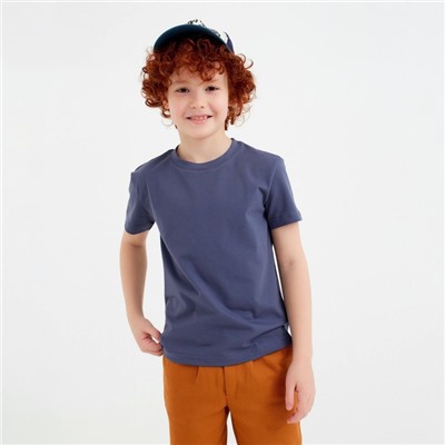 Футболка для девочки MINAKU: Basic line, тёмно-синяя, рост 140 см
