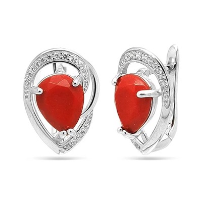 Серьги из серебра коралл, МЦВ006