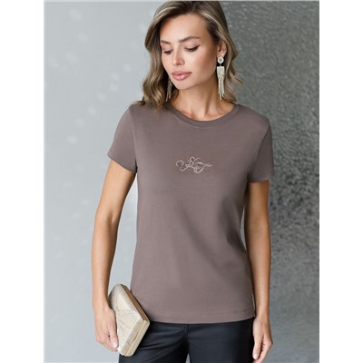 Нарядная футболка с принтом пайетками из премиального хлопка с эластаном