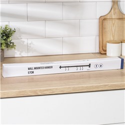 УЦЕНКА Рейлинговая система для кухни, 57 см, 5 крючков, чёрная