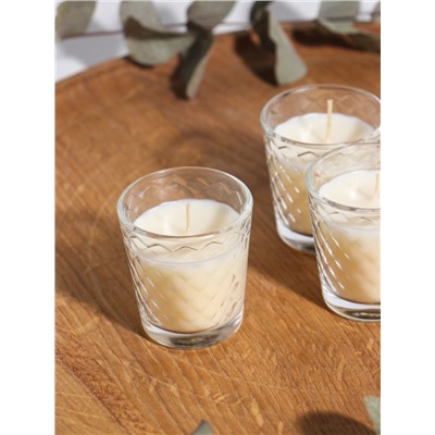 Ароматическая свеча в стакане, набор 3 шт., по 50 мл, 10 ч, 32 г, ваниль