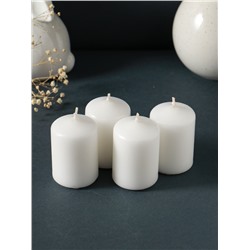 Набор: свеча - цилиндр 4×6 см, 70 г, 4 шт., белый