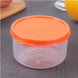 Набор контейнеров пищевых круглых Доляна, 3 шт.: 150 мл, 300 мл, 500 мл, прозрачные, крышка оранжевая