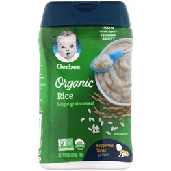 Gerber, 1st Foods, органический рис, из одного вида злаков, для малышей, сидящих с опорой, 227 г (8 унций)