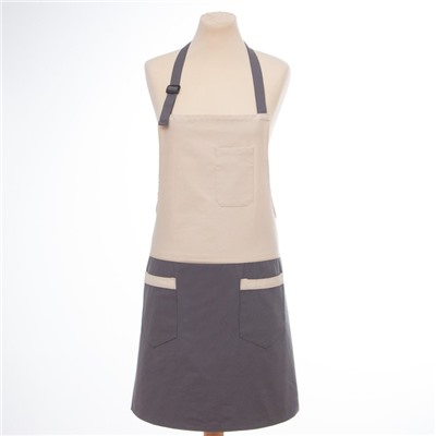 Фартук «Этель. Стиль», бежевый/серый, 75×65 см, 100% хлопок