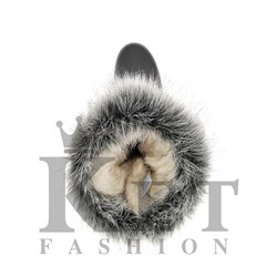 Женские унты, чернобурка, кожа, литая подошва