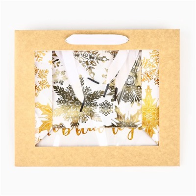 Пакет подарочный новогодний крафтовый с пластиковым окном Gold, 24×20×11 см